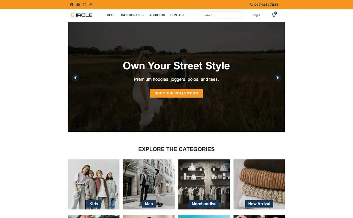Circle — Home page (wide preview)